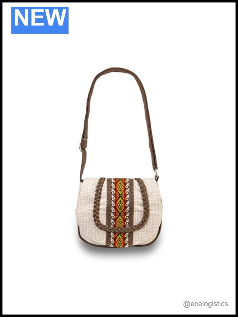 Handcrafted Boho Crossbody Bag with Andean Ethnic Weave, Adjustable Strap